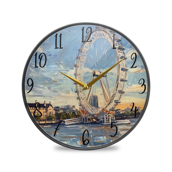WOBOGO The London Eye Acrylic Wall Clock Battery Operated 9.5in Silent No Tick Bedroom Living Room Office Classroom Decoration