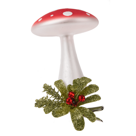 KISSING KRYSTALS Glass MUSHROOM Mistletoe Christmas Ornament by Ganz