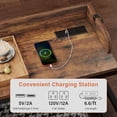 thumbnail image 6 of Winkalon Overbed Desk with Charging Station-Over Bed Table-Adjustable Length/Height with Wheels and LED Light Mobile Queen Size Bed Table Rolling Tray Table for Eating & Laptops, Brown, 6 of 9