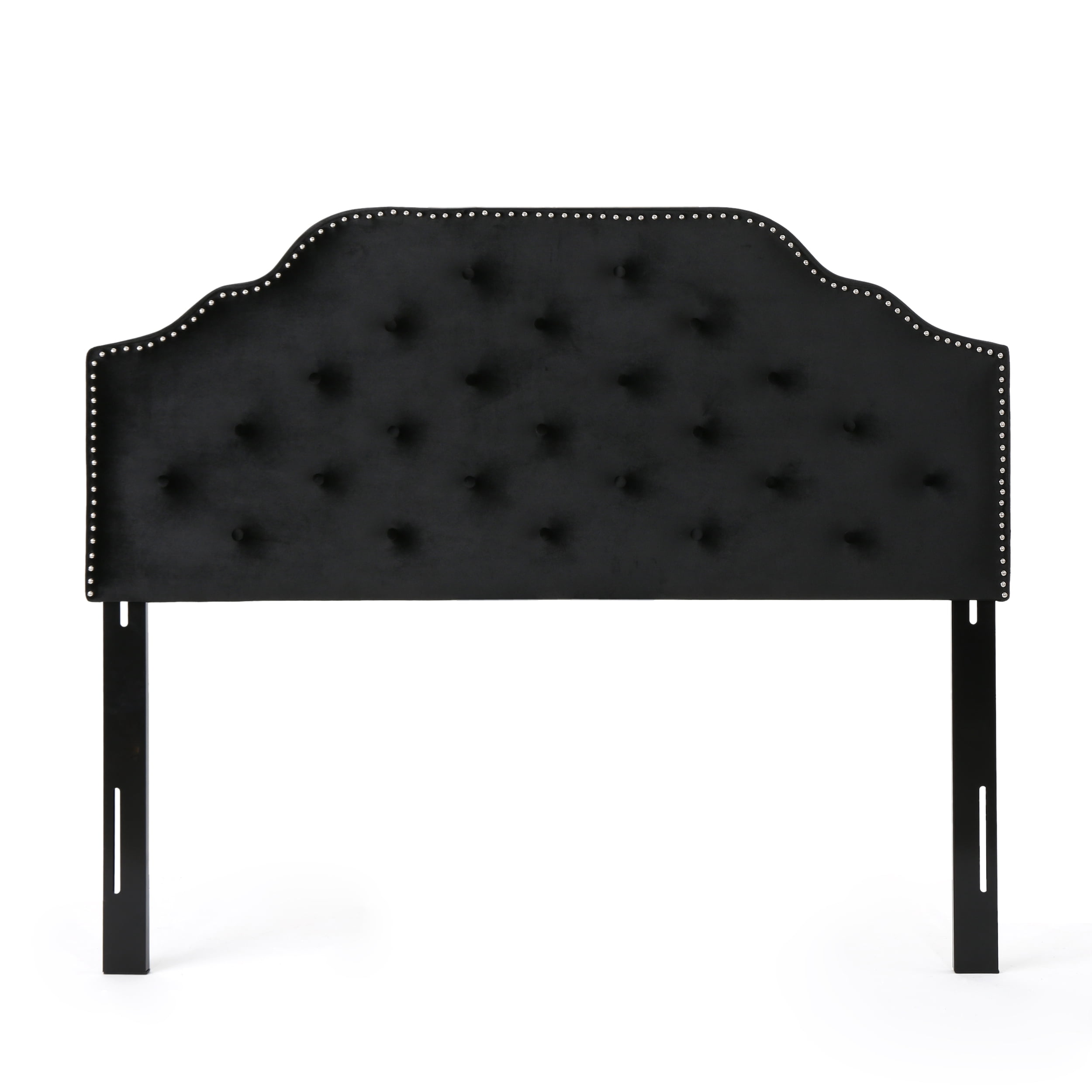 Noble House Miller Velvet Queen/Full Headboard, Black