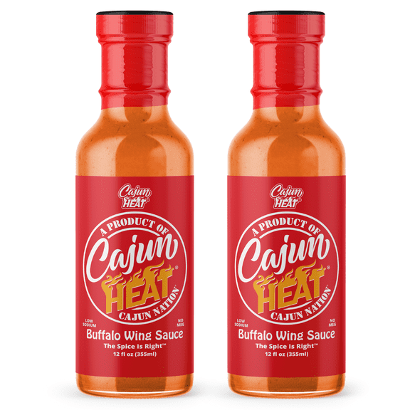 Cajun Nation Buffalo Wing Sauce, 12 oz – Spicy Cajun-Style Sauce – Low Sodium, No MSG – Ideal for Wings, Chicken Dip, and Grilled Meats