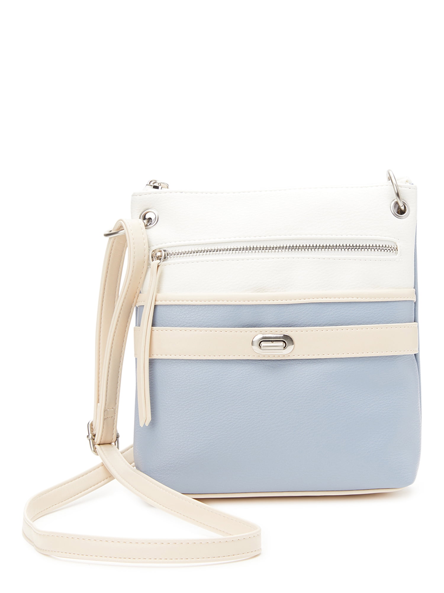 Time and Tru Women's Norah Colorblocked Crossbody Blue
