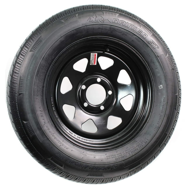 eCustomrim Pneu et Jante de Remorque Radiale ST205/75R15 Indice de Charge D 15X5 5-4,5 Roue à Rayons Noire - Garantie de 6 Ans avec Assistance Routière Gratuite