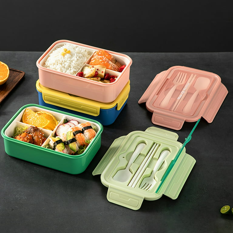 Microwavable Plastic Bento Box Set, Portable Adult And Children Lunch Box  With Bag, Cutlery And Sauce Dish 1set