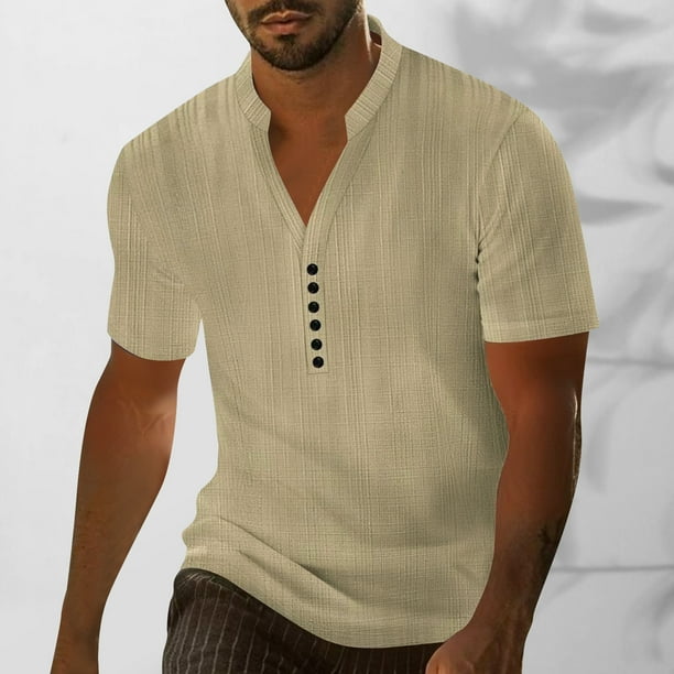 pstuiky Camisas de manga corta para hombre, Camiseta/Camisa informal de manga corta con cuello redondo y color liso para hombre camisetas de hombre xxxl