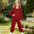 thumbnail image 5 of Gamivast 2 Piece Sweatsuit Outfit for Girl Long Sleeve Pullover Hoodie Sweatpants Tracksuit Set Casual Activewear Jogger Set Red 8 Years, 5 of 7
