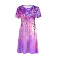 thumbnail image 6 of Viikei Women's Plus Size Summer Dresses,Women's Flowy Chiffon Short Sleeve Dress,Fashion Women's Summer Casual Short Sleeve Round-Neck Knee-High Pocket Dress Purple S, 6 of 6