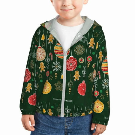 

Zeuib Christmas Print Girls & Boys Sun Protection Hoodie with UPF 50+ Children’s Quick-Dry Jacket Perfect for Outdoor Activities-3 Years