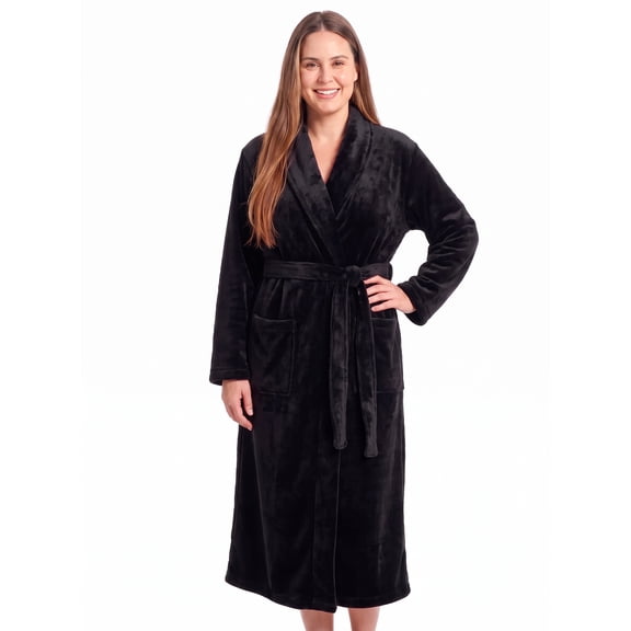 Loritta Robes for Women Long Soft Plush Coral Fleece Fuzzy Bathrobe, Winter Warm Womens Robe