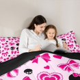 thumbnail image 4 of Castle Fairy Goth Halloween Skull Full Size Bedding Sets 7 Pieces,Cute Bow Heart Full Size Bed in a Bag,Pink White,Black Reversible, 4 of 7