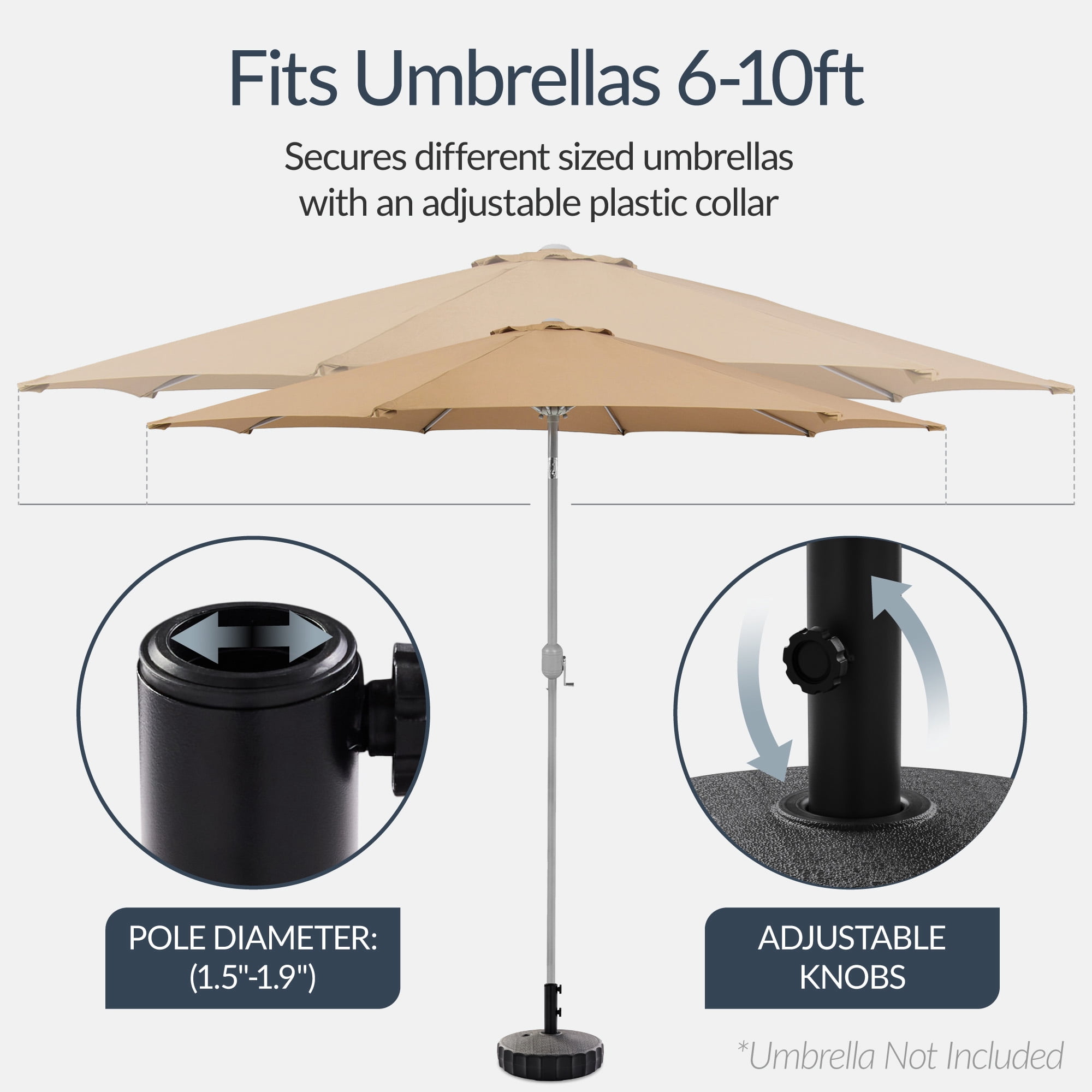 Best Choice Products Fillable Plastic Patio Umbrella Base Stand, Pole Holder w/ Adjustment Knob, Fluted Style