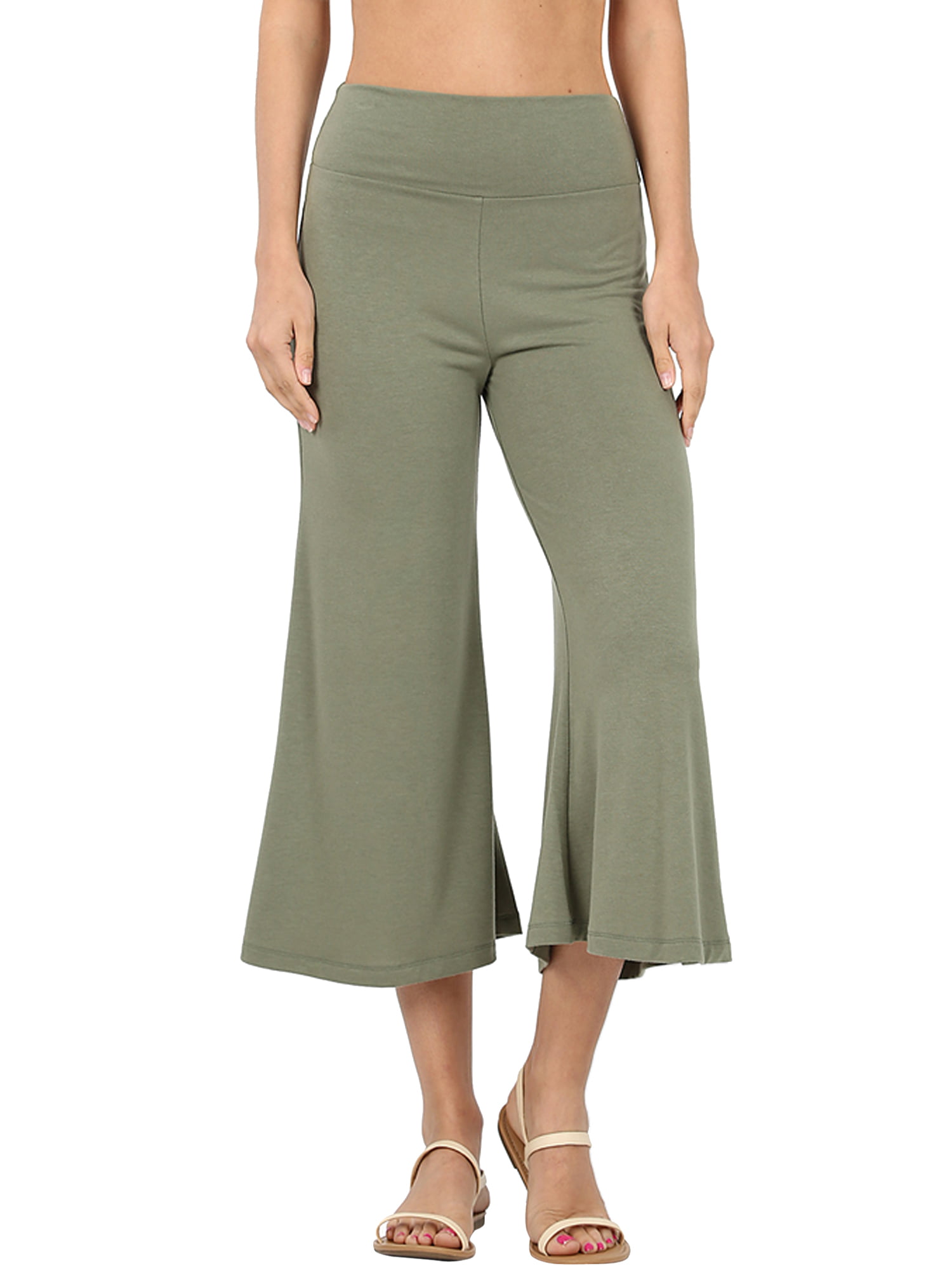 TheLovely - Womens Knit Capri Culottes Gaucho Wide Leg Pants - Walmart ...