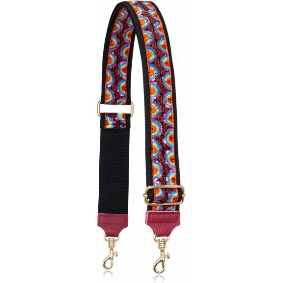 CAILDANL Purse Strap Crossbody Replacement Handbag Shoulder Bag 2" Wide Adjustable Lace Sequins Genuine Leather Ends