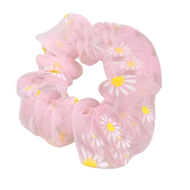 Guardurnaity Malla gasa impresión cabello elástico cuerda para el cabello lazos Cola de Caballo titular regalo para mujeres niñas Accesorio para el cabello Rosado NO4
