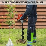 PRIJESSE Gas Powered Earth Digger Post Hole Digger with 3 Extension Rods + 3 Auger Drill Bits