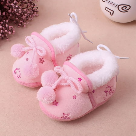

Aayomet Baby Booties Boy Baby Boys Girls Booties Stay On Socks Non Skid Soft Sole Toddler Warm Winter House Slipper Crib Shoes Pink 12 Months