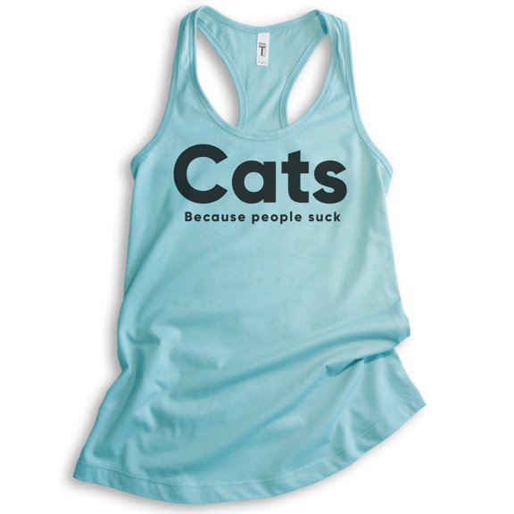 Cats Because People Suck Tank Top, Ladies Racerback Tank Top, Cat Tank, Kitten Tank, Cat Lover Tank, Cancun, Medium