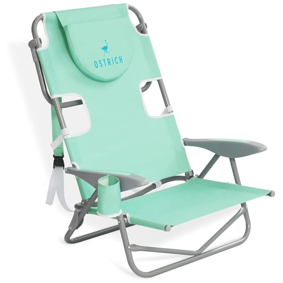 Ostrich On-Your-Back Outdoor Reclining Beach Pool Camping Chair, Teal