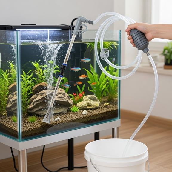 Aquarium Vacuum Gravel Cleaner,Adjustable Fish-Tank Siphon Cleaner,Hand Siphon Pump for Fish-Tank Hose Water Changer & Rock Cleaner & Sand Washing,82.68 Inch