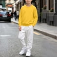 thumbnail image 6 of BXJX Boys Cotton Outfit Sets, Casual Long Sleeve 2 Piece Crew Neck Sweatshirts and Joggers Sets Yellow Size 5-6 T, 6 of 6