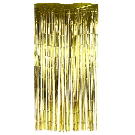 WALFRONT Birthday Wedding Party Reusable Foil Tinsel Fringe Curtain Doorway Room Hanging Decoration, Foil Curtain, Foil Curtains
