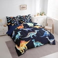 thumbnail image 2 of Manfei Colorful dinosaur 7 Pieces Bedding Comforter Set,Vintage Wild Animal Full Bedding Set,Orange Blue Black Fitted Sheet Flat Sheet For Boys,Super Cozy Room Decor Reversible, 2 of 7