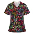 thumbnail image 1 of Birdeem Mode Femme Blouse à Manches Courtes Col en V Imprimée Chandail Décontracté avec Poches, 1 of 1