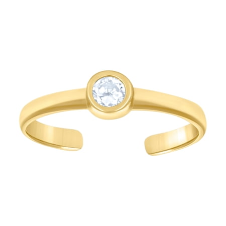 10k Yellow Gold Womens Cubic Zirconia Fashion toe ring 3.7x1.6mm Wide toe ring for Women - .6 Grams
