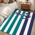 thumbnail image 4 of 3'x5' Area Rugs, Anchor Teal Indoor Outdoor Area Rug for Living Room Bedroom, Modern Navy Blue White Striped Nautical Washable Bathroom Rugs Kitchen Floor Carpet Mats Home Decor Aesthetic, 4 of 8