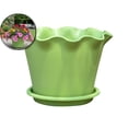 thumbnail image 1 of Dvruxg Lotus Leaf Edge Plastic Planter Pot with Drainage and Saucer, Breathable Elevated Plastic Flower Pot, Ruffled Plastic Flower Pot with Wave Edge for Balcony Railing Gardening, 1 of 5