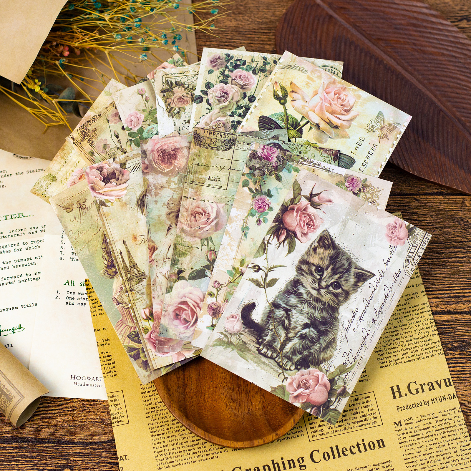 Medieval English Romance City Theme Paper - 12 Sheets French Vintage Background for Scrapbooking and Journals