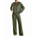 thumbnail image 3 of Womens Lounge Sets 2 Piece Matching Pajamas Fall Fashion Ribbed Knit Outfits Long Sleeve Casual Sweatsuits Green M, 3 of 8