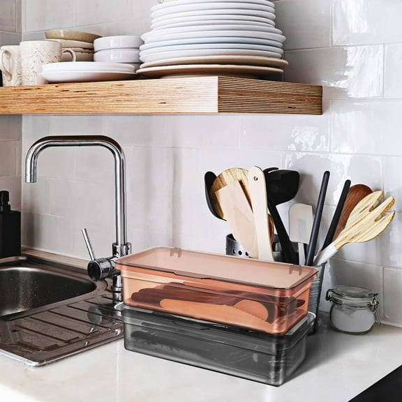 Beaupretty Plastic Silverware Organizer with Lid, Assorted Colors for Kitchen Cutlery