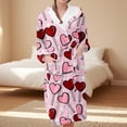 thumbnail image 2 of FEIJIBA Hooded Plush Fleece Bathrobe Women's Robe Long Warm Loungewear Jacket Printed Comfort Robes for Women Valentine's Day, 2 of 5