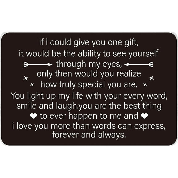 1 Set Engraved Wallet Insert Birthday Gifts for Husband Valentines Day for Boyfriend 3x2 Inch Metal Wallet Card with Warm Words - I Love You More Than Words Can Express