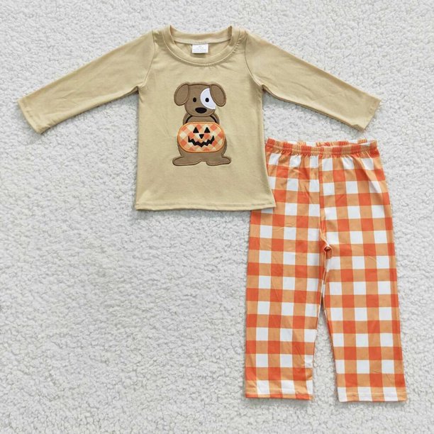 Ropa de dormir de Halloween para niños, conjunto de pantalones de fantasma de calabaza para niños, pijamas para niños, ropa para bebés, ropa para niños, venta al por mayor
