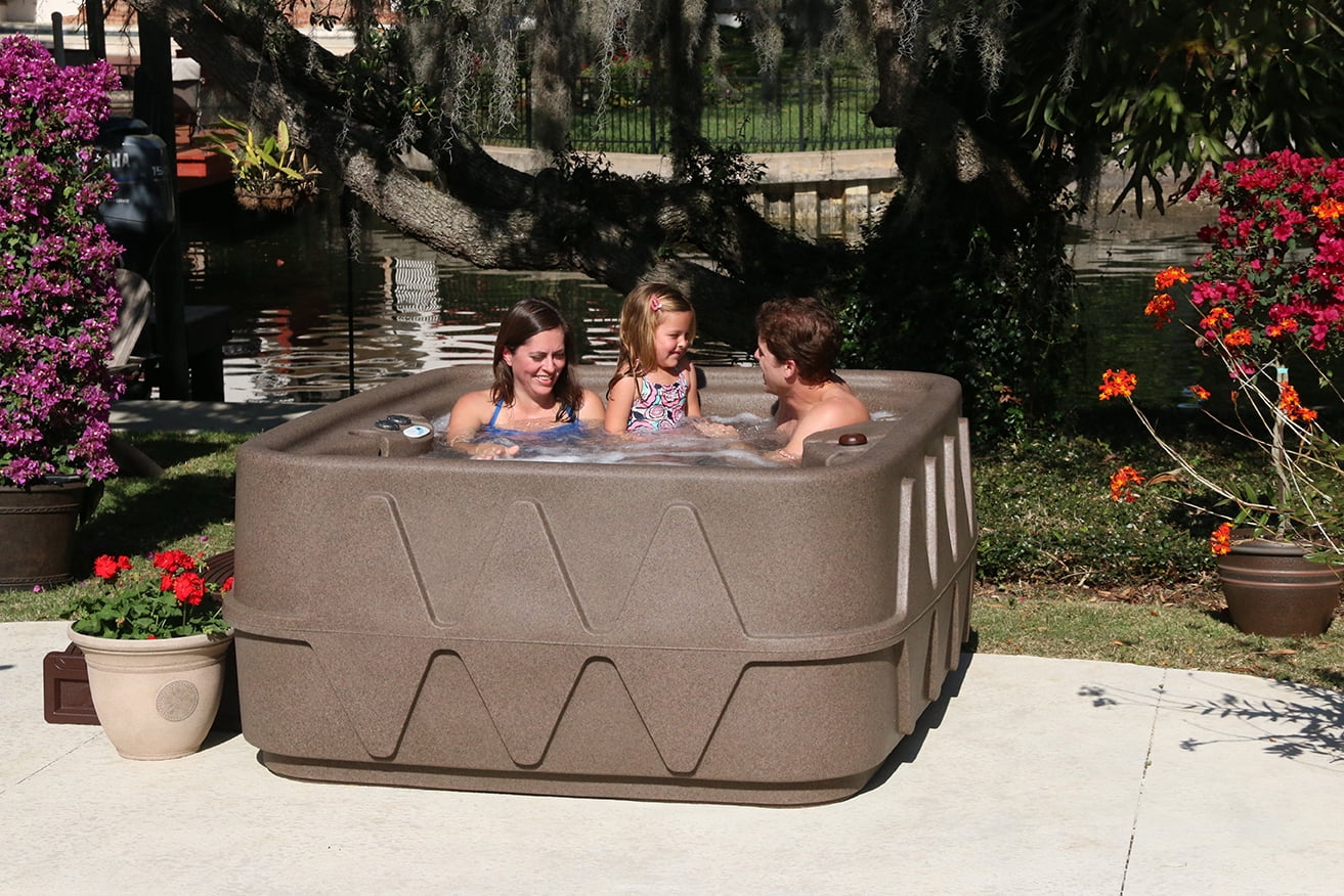 Select 400 4-Person Stainless 20-Jets Plug and Play Hot Tub with LED Waterfall in Keystone