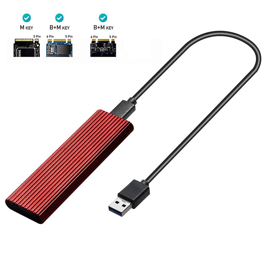 geni sendt Mold M2 SSD Case NVME Enclosure M.2 to USB SSD Adapter for NVME PCIE NGFF SATA  M+B Key 2230/2242/2260/2280 Dual Protocol(A) - Walmart.com