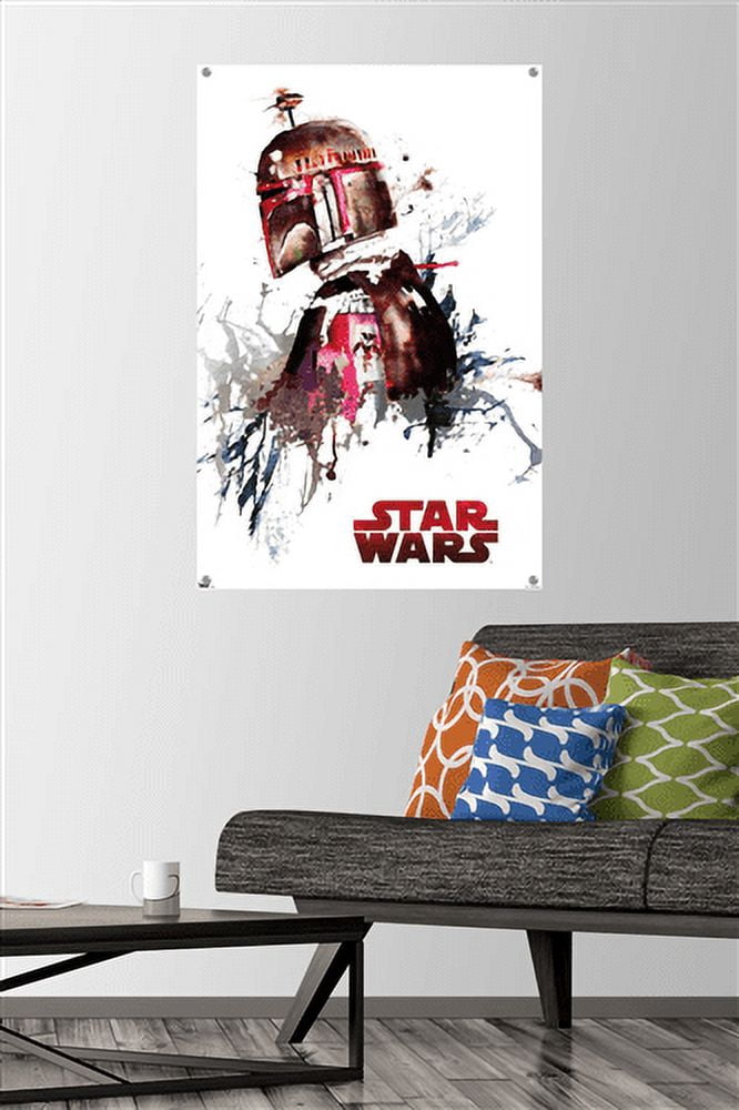 Star Wars: Original Trilogy - Boba Fett Watercolor Wall Poster with Pushpins, 22.375" x 34"