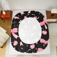 thumbnail image 5 of Castle Fairy Kawaii Bowknot Cherry 3Pcs Twin Sheet Sets for Girls Teens Children,Cute Galaxy Twin Fitted Sheet,Black Pink Breathable Flat Sheet,Ultra Soft Home Decor, 5 of 7