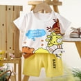 thumbnail image 2 of mgoYE Toddler Girls Summer Clothes Toddler Baby Boy Summer Outfits Short Sleeve T-Shirt + Shorts Set 2Pcs|White 5-6 Years, 2 of 4