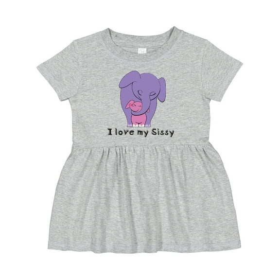 Inktastic I Love My Sissy Elephant Purple Pink Girls Baby Dress