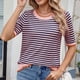 thumbnail image 4 of mfyjkho Tops Para Salir, Blusas De Manga Corta A Rayas Para Mujer, Cuello Redondo, Estilo Casual Y De Moda. Tops Para Hacer Ejercicio Xl, 4 of 7