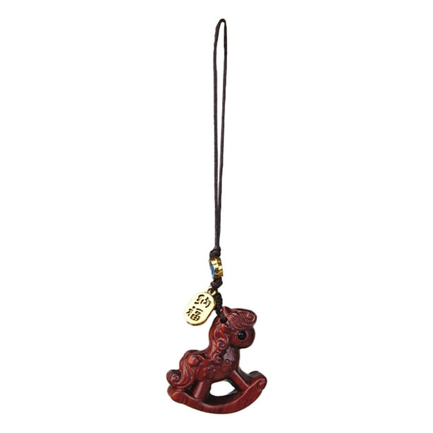Llavero con colgante de caballo de madera, símbolo de la suerte, para teléfono, bolso, accesorio decorativo