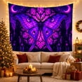 thumbnail image 3 of Butterfly with Crescent Moons in Purple Stained Glass, Mystical Gothic Style for Celestial Art Lovers, Dark Wall Art, Halloween Gift, Tapestry Wall Hanging for Bedroom and Dorm, 3 of 7