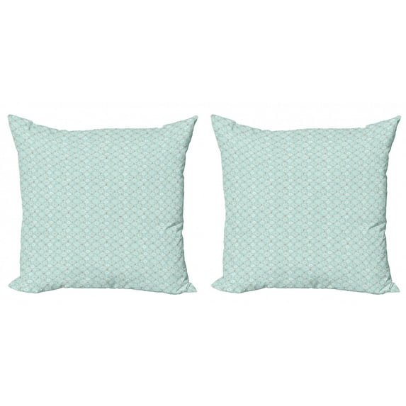 Abstract Throw Pillow Cushion Cover Pack of 2, Doodle Style Illustration of Circles Spots and Lines in Pastel Colors, Zippered Double-Side Digital Print, 4 Sizes, Mint Green Burnt Orange, by Ambesonne