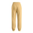 thumbnail image 5 of Women Linen Pants Summer Casual Gaucho Pants Drawstring Elastic Waist Wide Leg Slacks Loose Fitting Beach Attire Yellow M, 5 of 7
