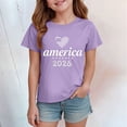 thumbnail image 4 of Akiihool T-Shirts à Col Montant pour Fille T-Shirt à Imprimé Graphique pour Fille Col Rond Manches Courtes T-Shirts d'Été Mignons Tendance Hauts (Violet, 11-12 Ans), 4 of 4