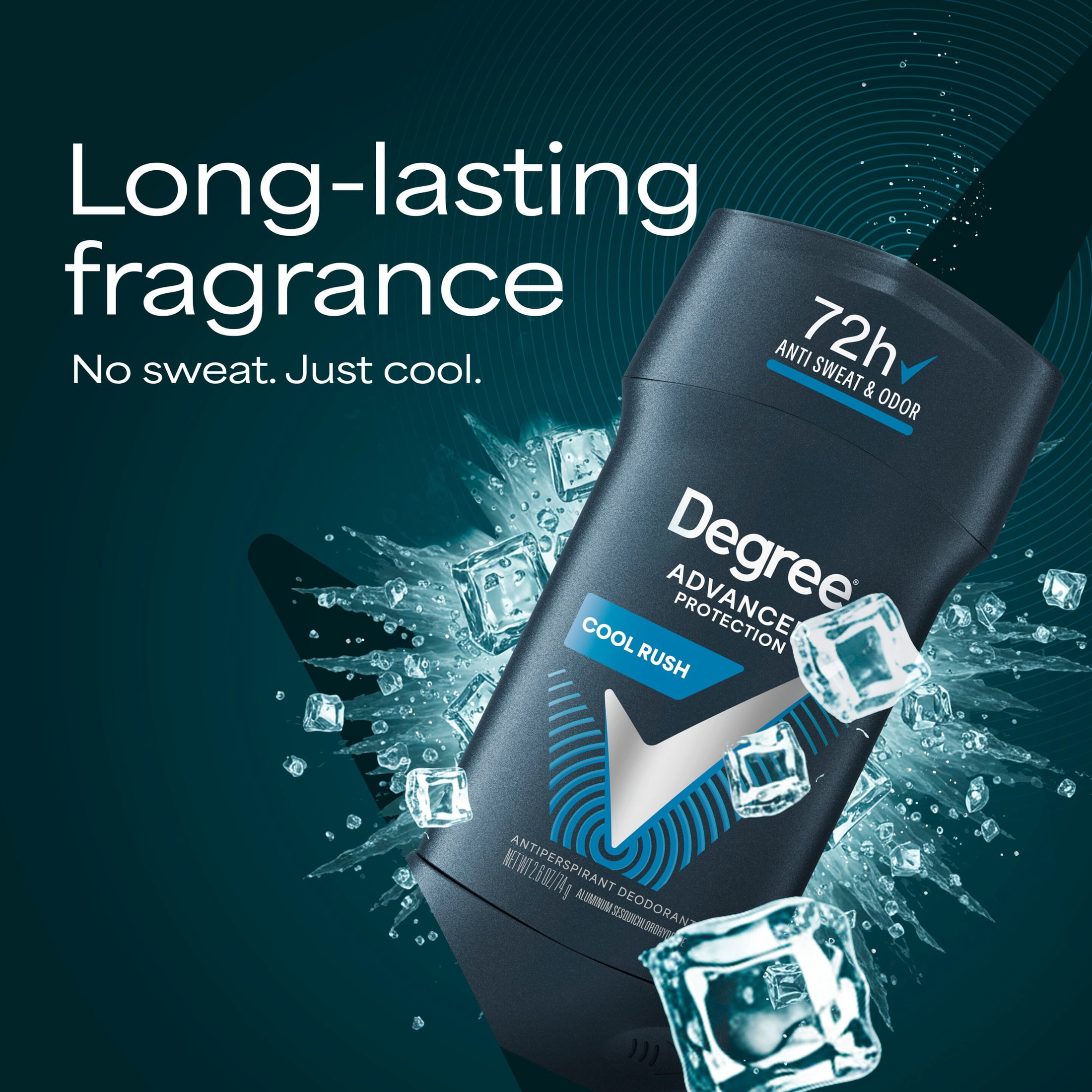 (2 pack) Degree Men Antiperspirant Deodorant 72-Hour Sweat And Odor Protection Cool Rush Antiperspirant For Men With Body Heat Activated Technology, 2.6 oz