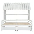 thumbnail image 5 of Harper & Bright Designs Double Shared Bed, Twin Size House Platform Beds with Two Drawers for Boys Girls, House Bed Frame Combination of 2 Side by Side Twin Size Beds, White, 5 of 10